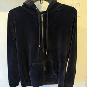 Black Velour Zip-Up Hoodie